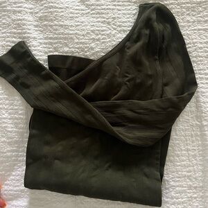 Free People Olive Green Asymmetrical Top